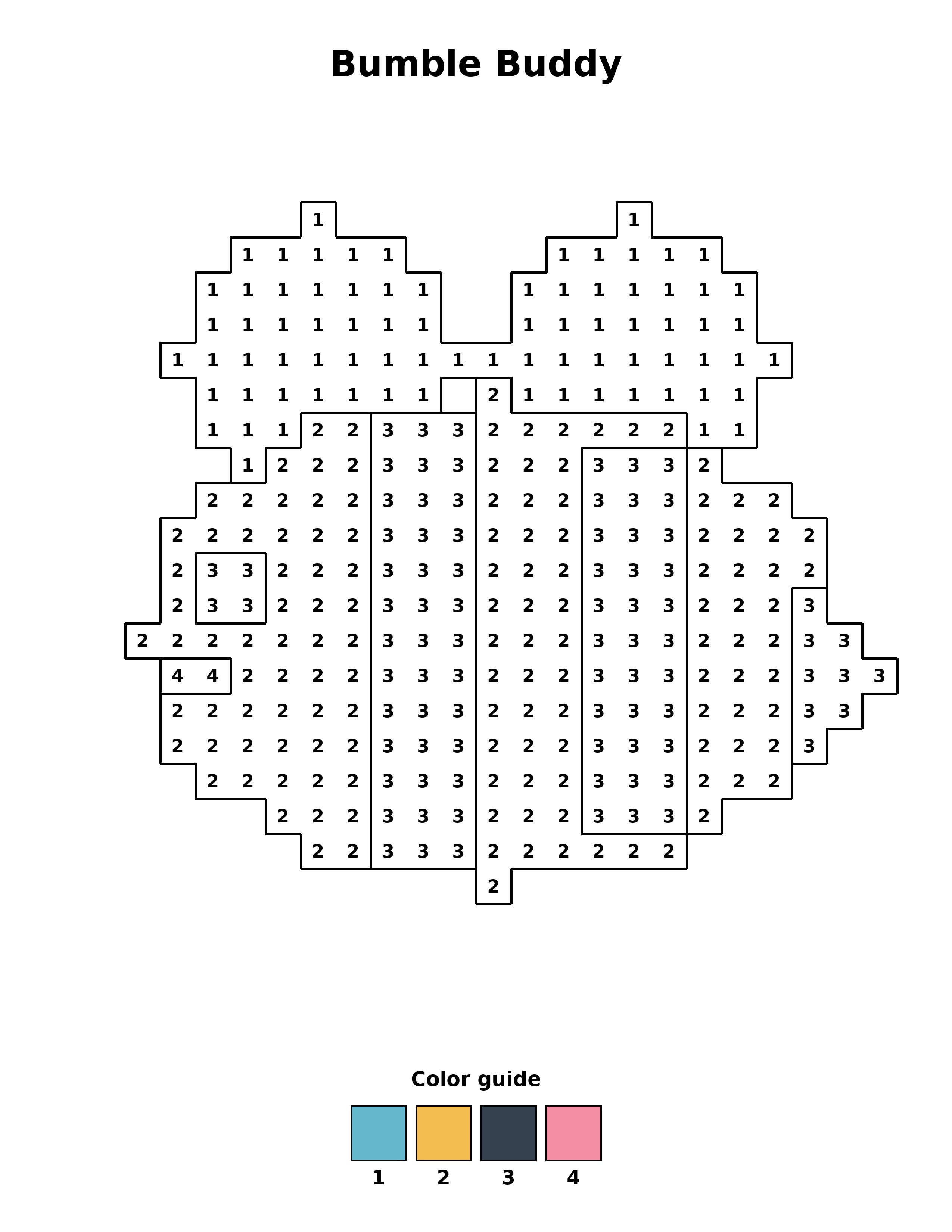 Free printable bumble buddy coloring page — black and white line art for kids