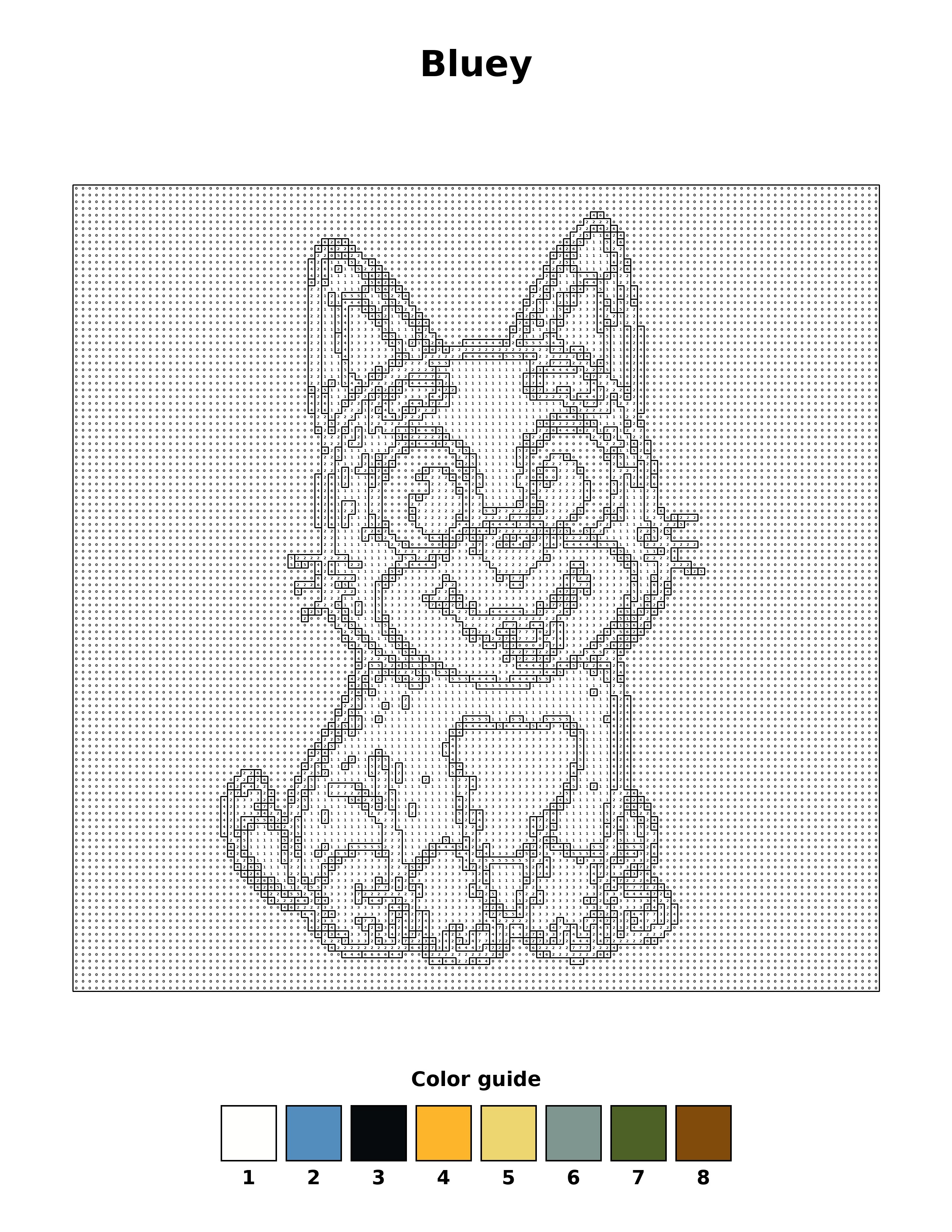 Free printable bluey the puppy coloring page — black and white line art for kids