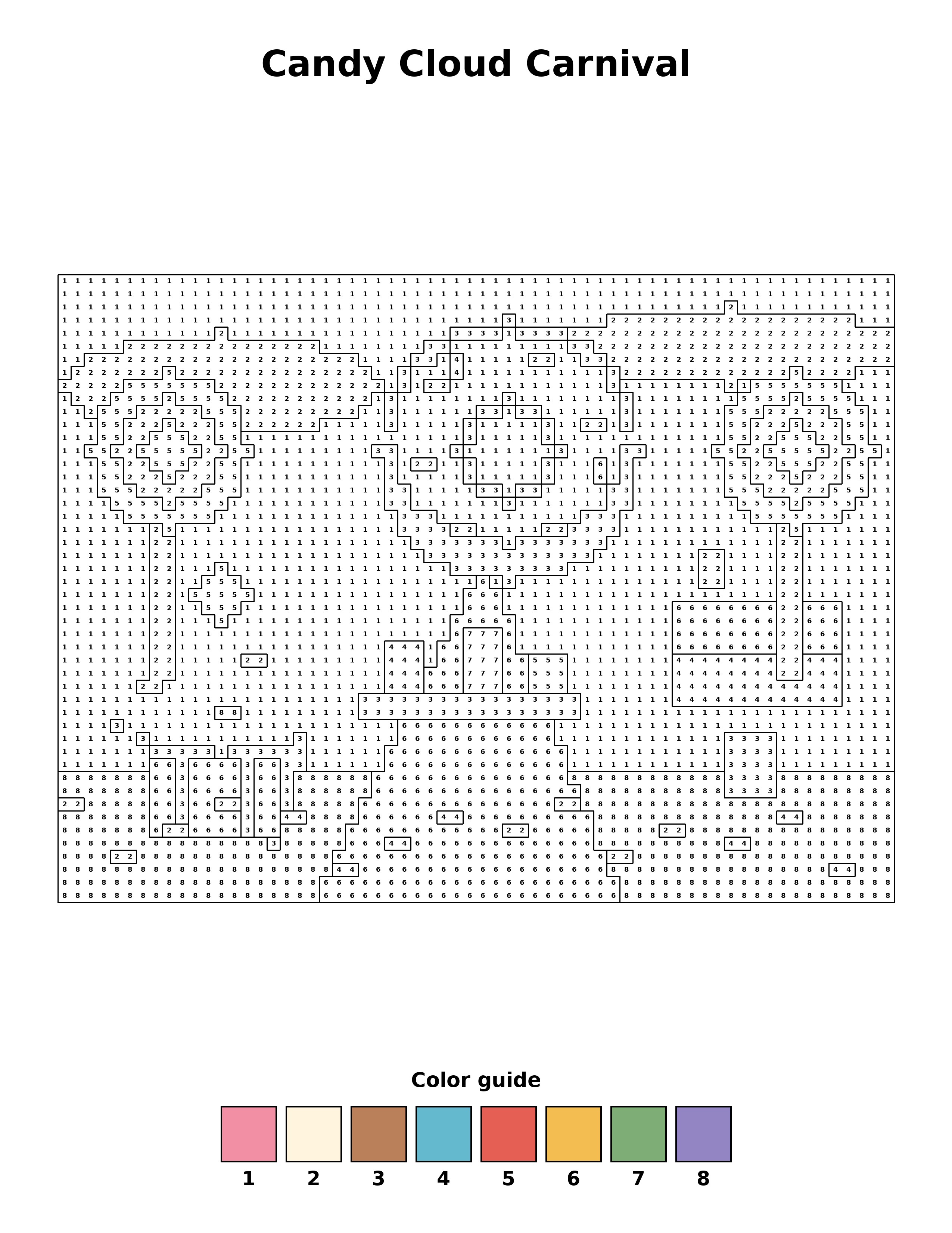 Free printable candy cloud carnival coloring page