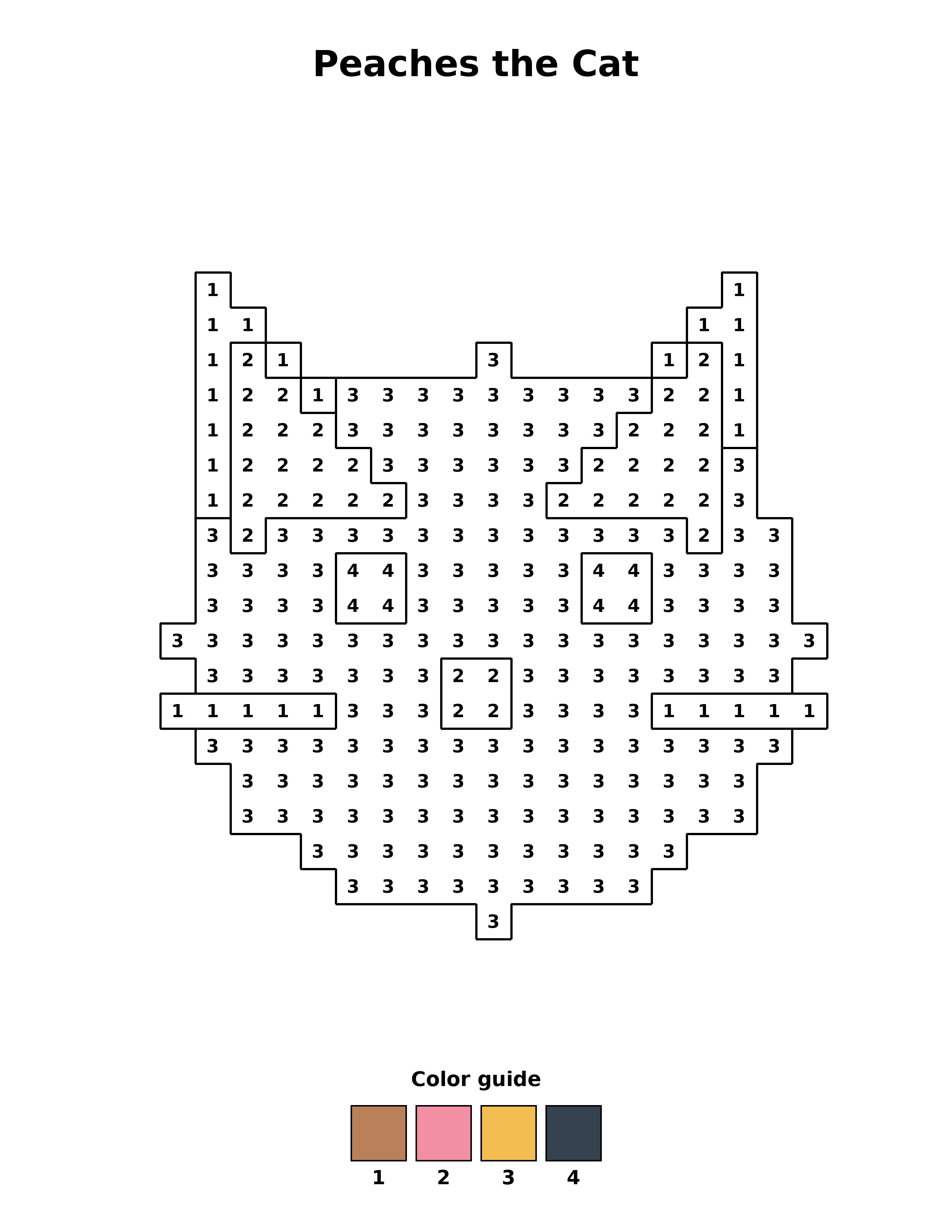 Free printable peaches the cat coloring page — black and white line art for kids