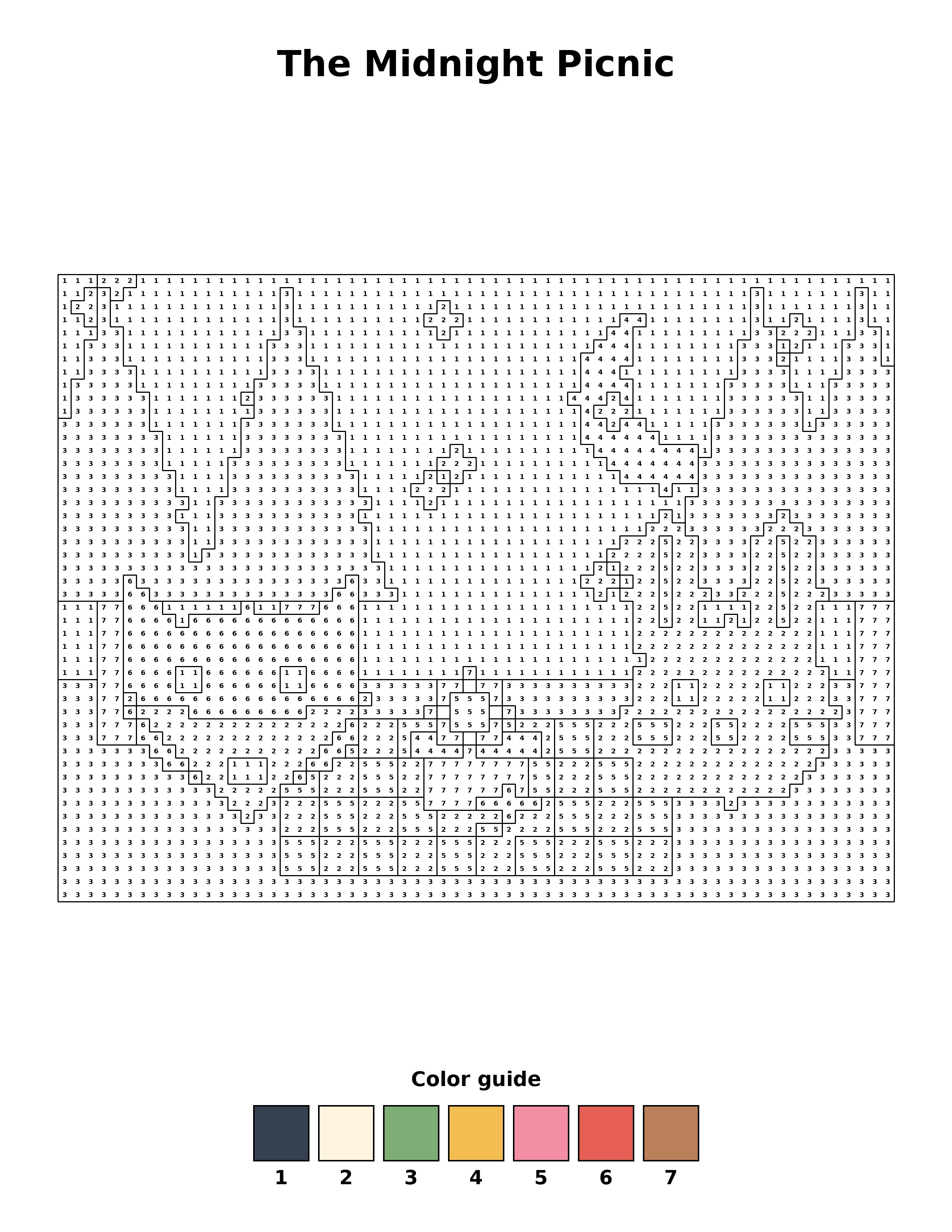Free printable the midnight picnic coloring page