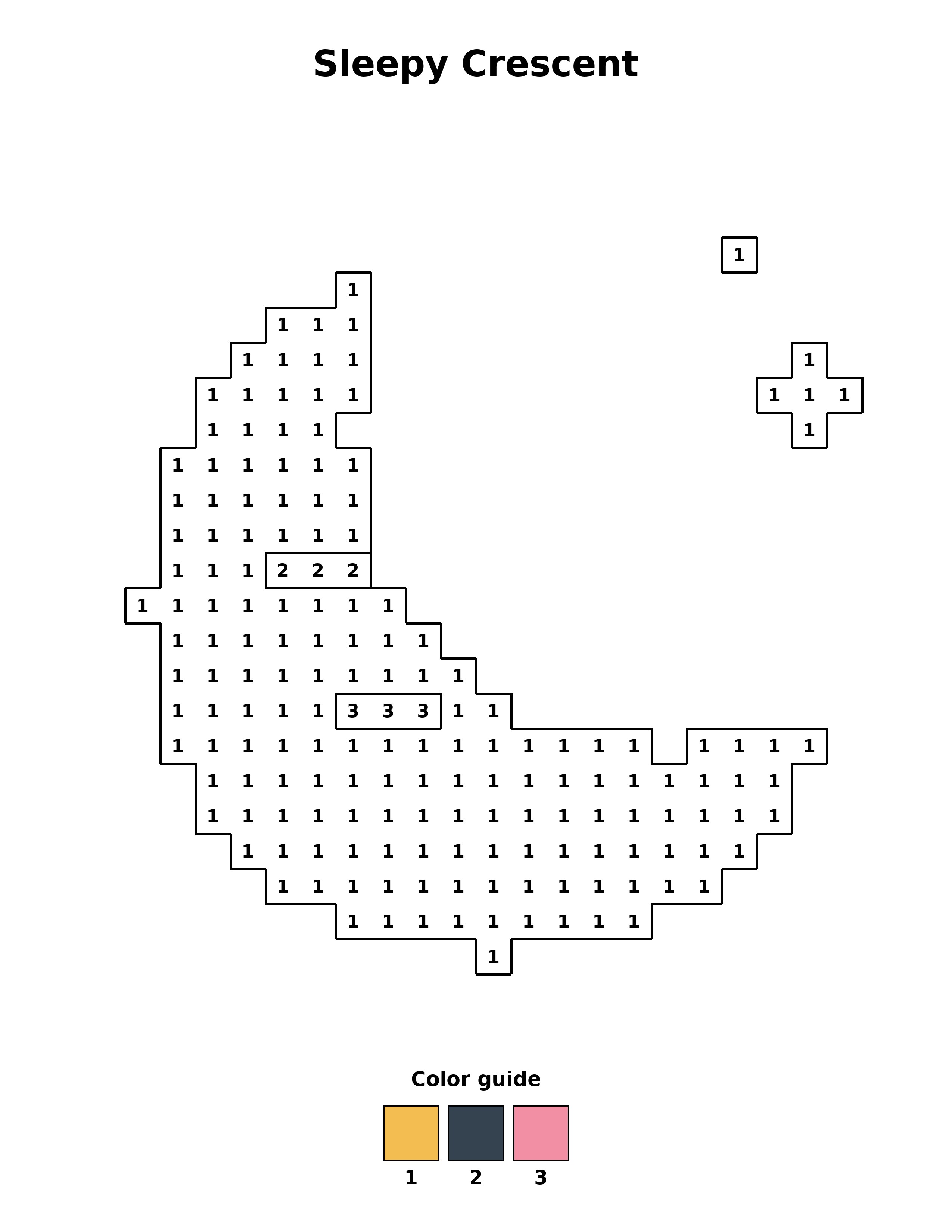 Free printable sleepy crescent coloring page