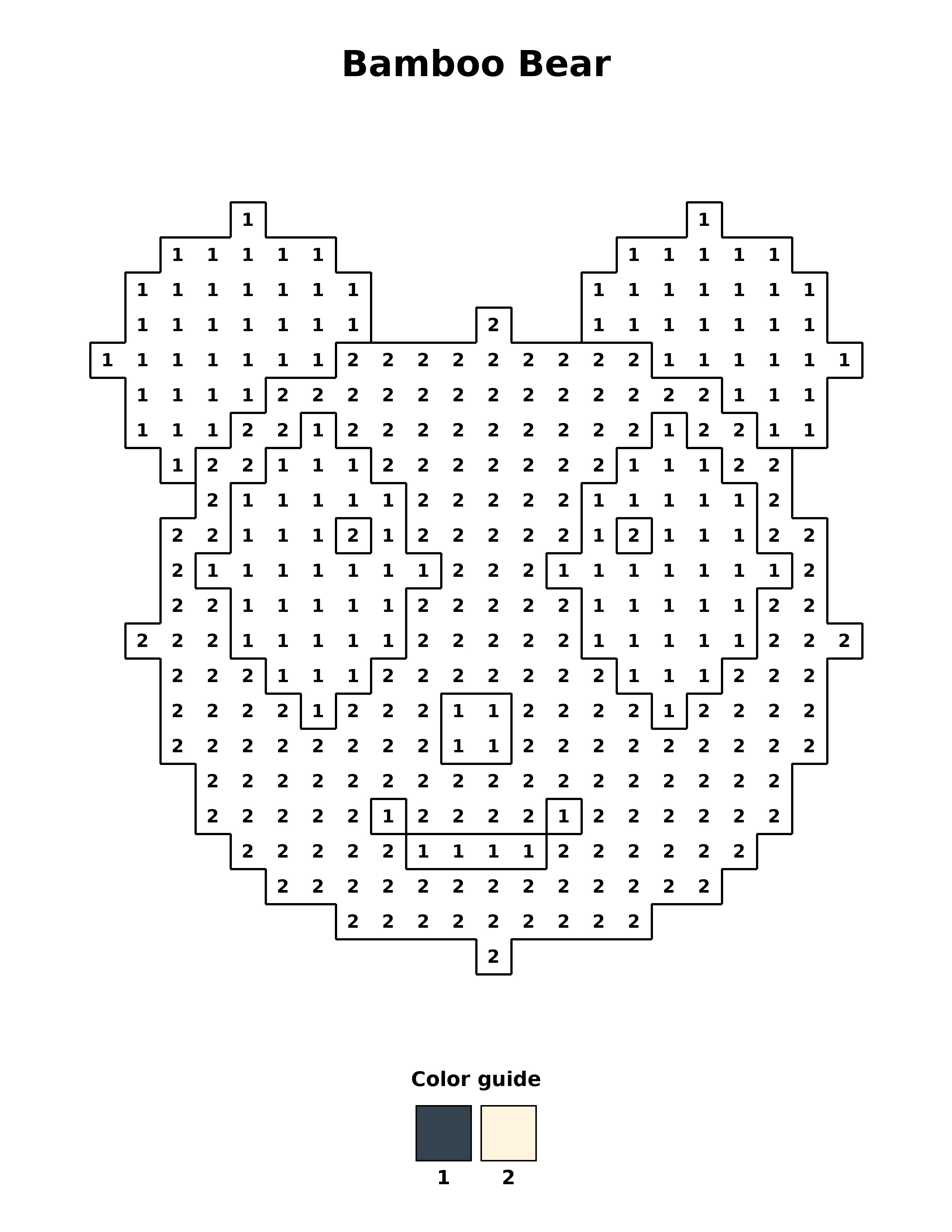Free printable bamboo bear coloring page — black and white line art for kids