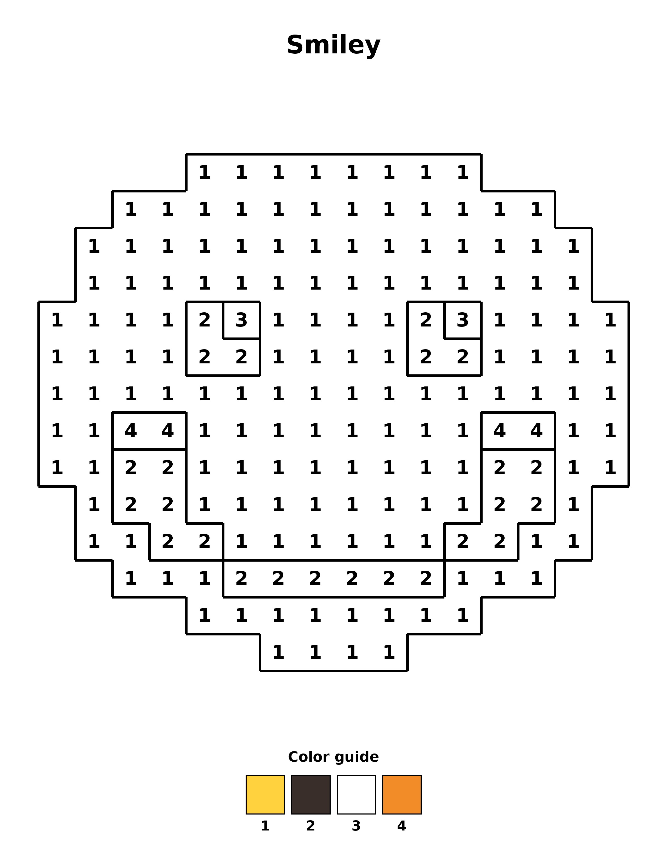 Free printable smiley coloring page — black and white line art for kids