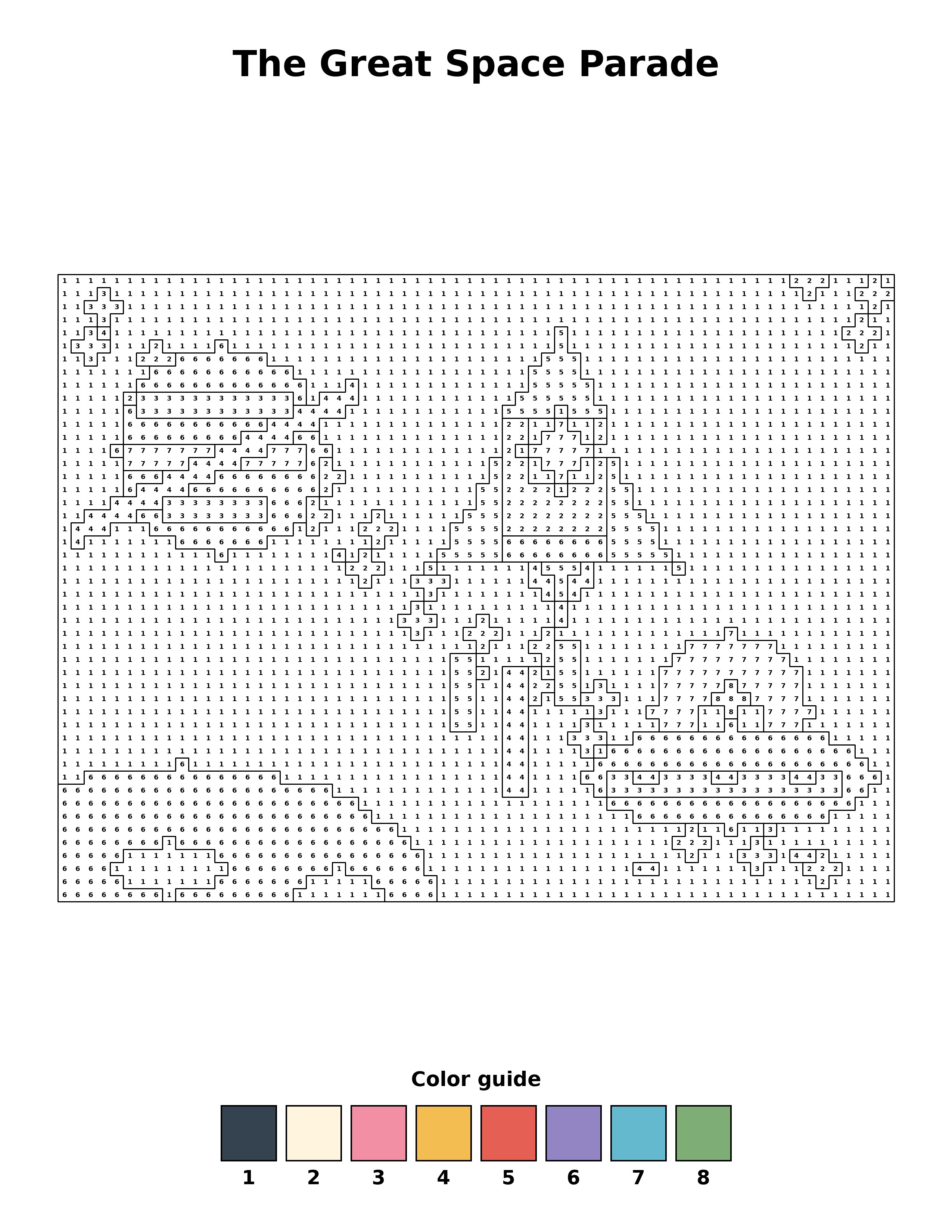 Free printable the great space parade coloring page