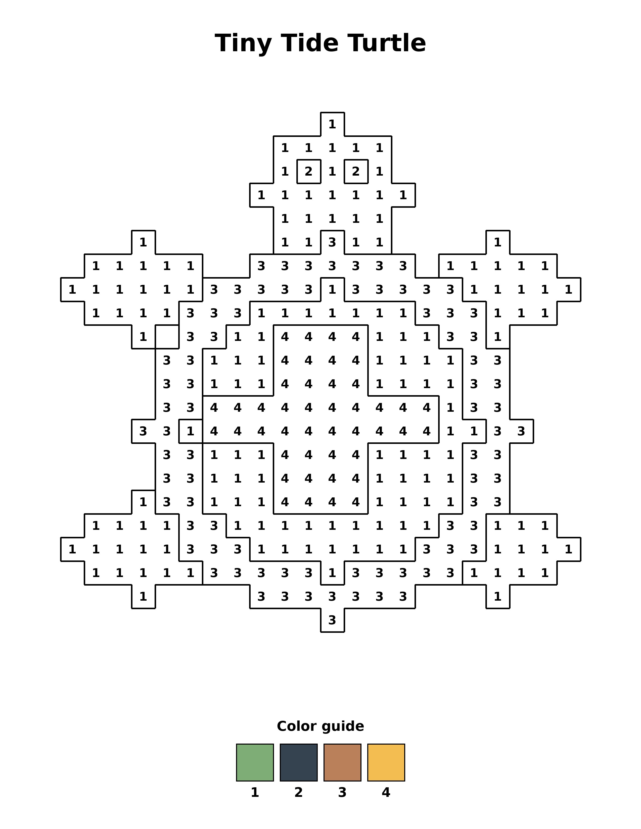 Free printable tiny tide turtle coloring page — black and white line art for kids