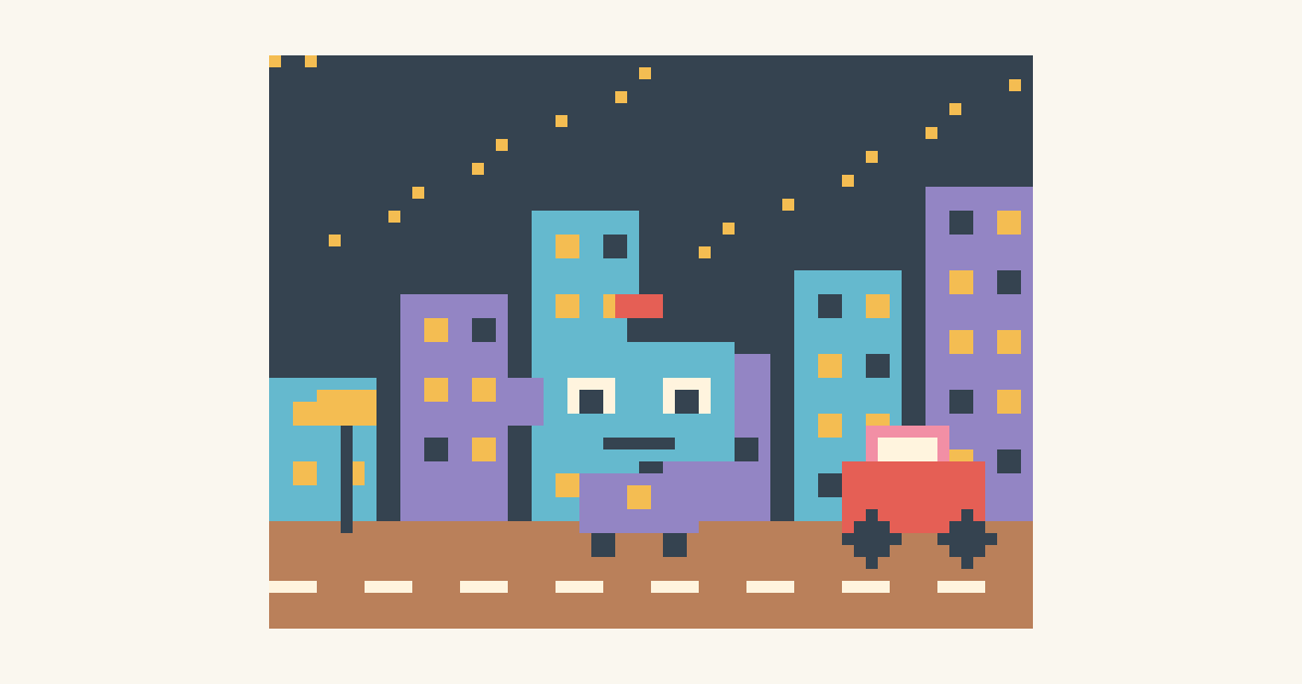 Beep Boop City, a printable color-by-number page